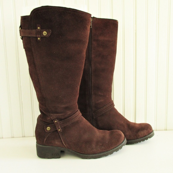 Ugg Jillian 1917 Tall Brown Suede Sheerling Boot - Picture 2 of 15